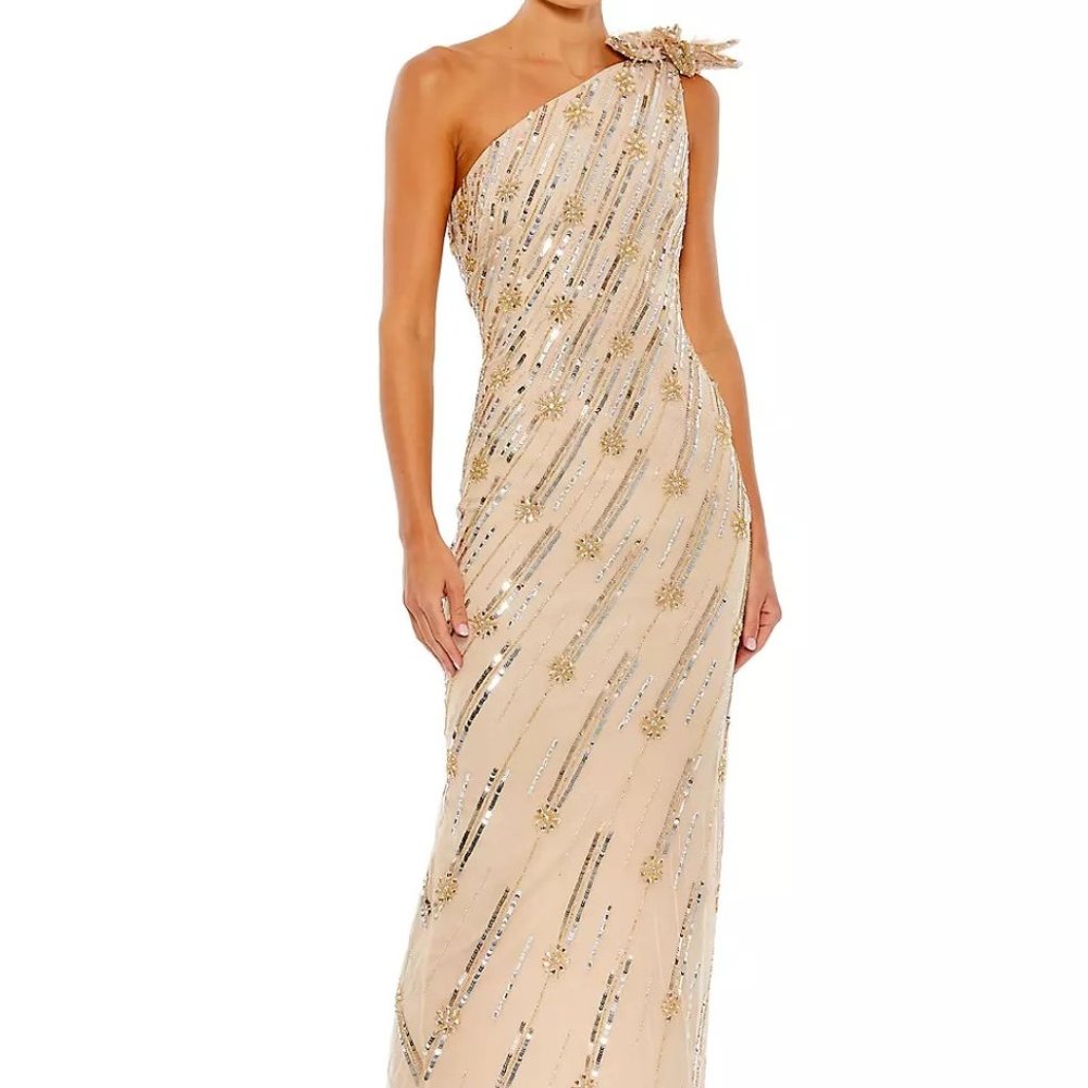 Mac Duggal Embellished One-Shoulder Column Gown